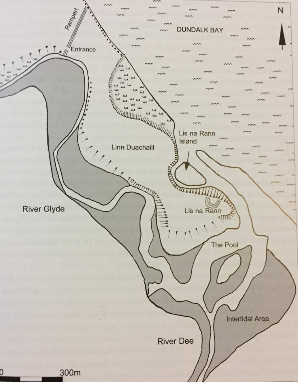 Map of longphort at Linn Duachaill