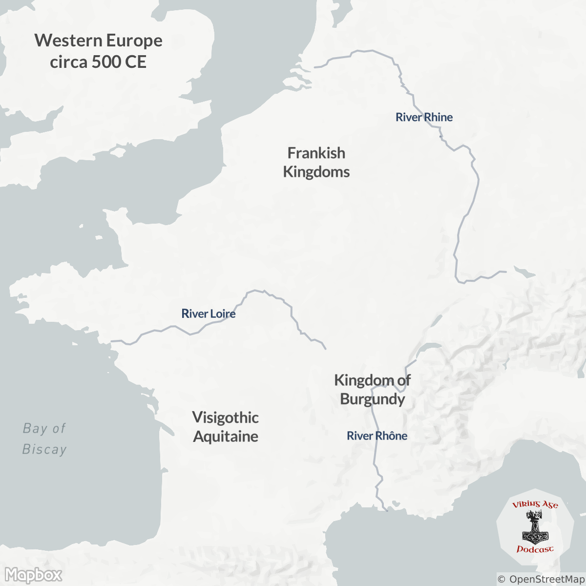 Map of Western Europe Circa 500 CE