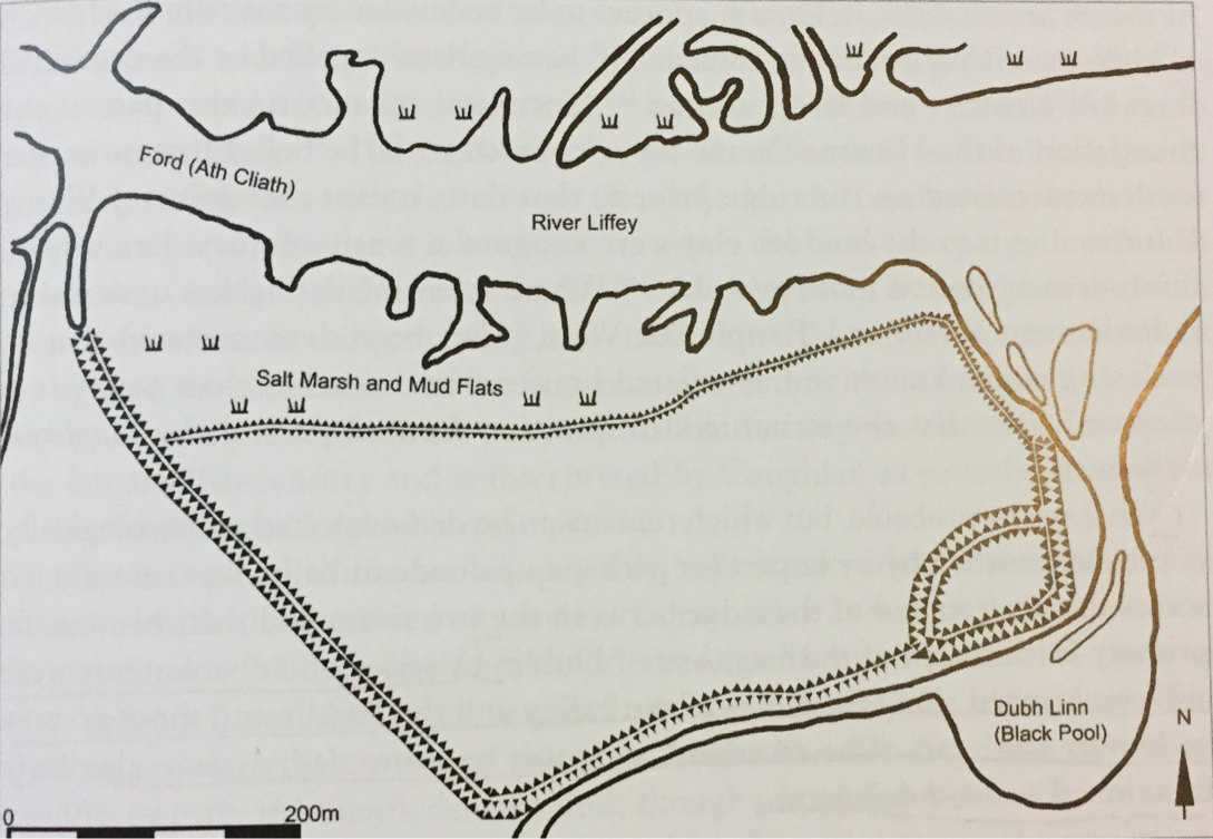 Map of longphort at Duhblinn